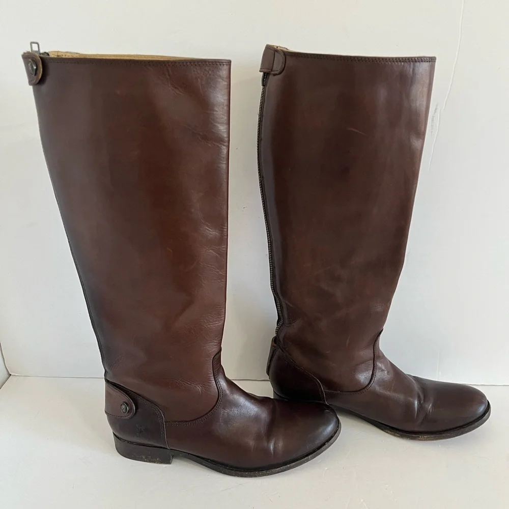 Frye Melissa Brown Leather Tall Riding Boots Size 7B